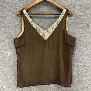 Studio Blouse Women 12 Brown V-Neck Sleeveless Wide Strap Lined Pullover Casual